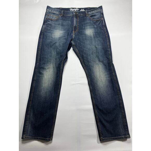 Wrangler Retro Men's Slim Straight Leg Blue Denim Jeans - Size 38x32 (39x32) - Picture 1 of 5